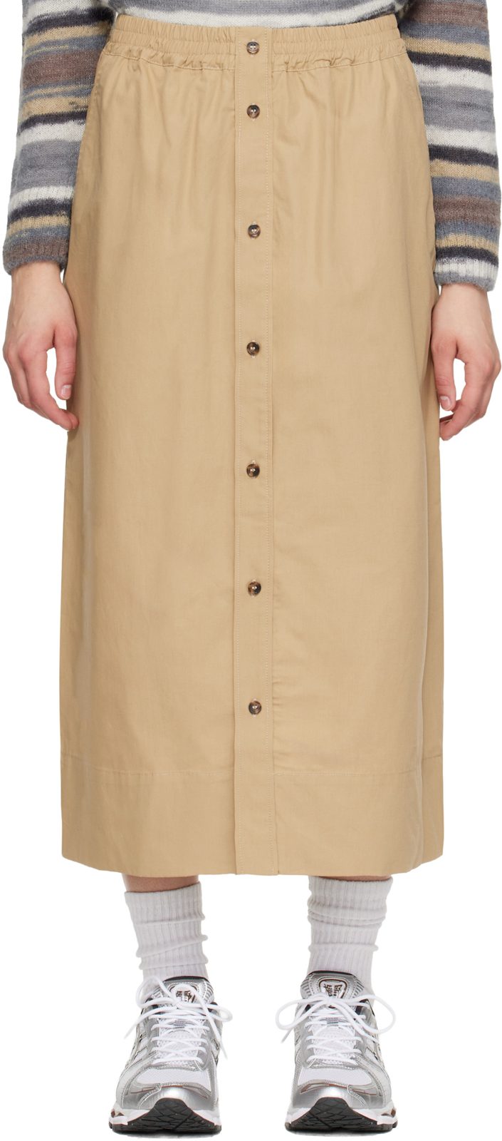 Beige Organic Cotton Midi Skirt 262252F092001
