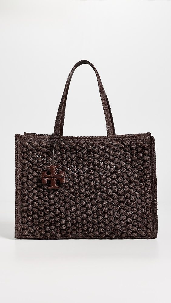 Ella Hand Crochet Popcorn Stitch Large Tote Bag_Dark Cocoa