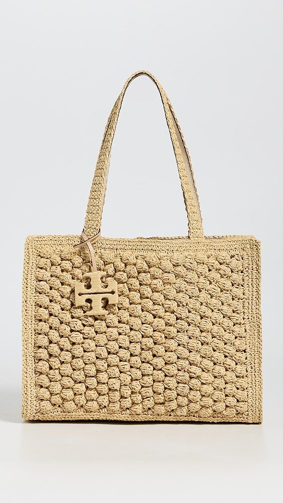 Ella Hand Crochet Popcorn Stitch Small Tote Bag_Natural