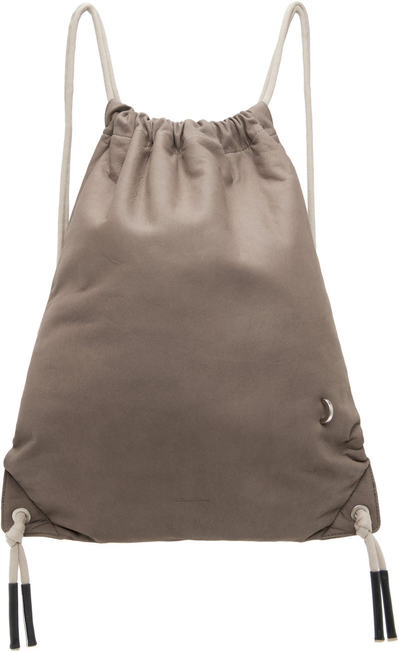 Gray Tower Drawstring Backpack 262232M166000