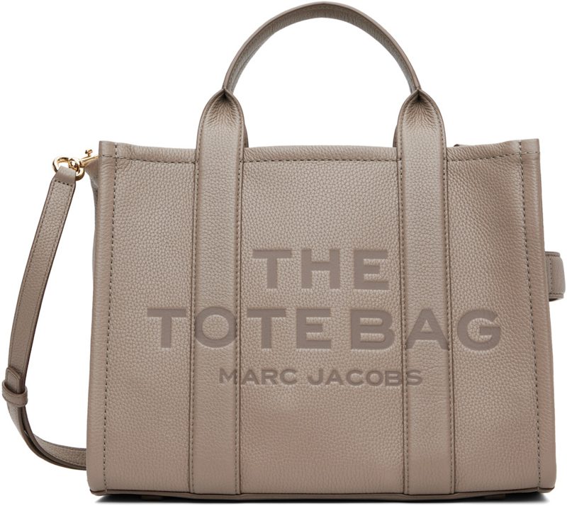 Gray The Leather Medium Tote 262190F049003