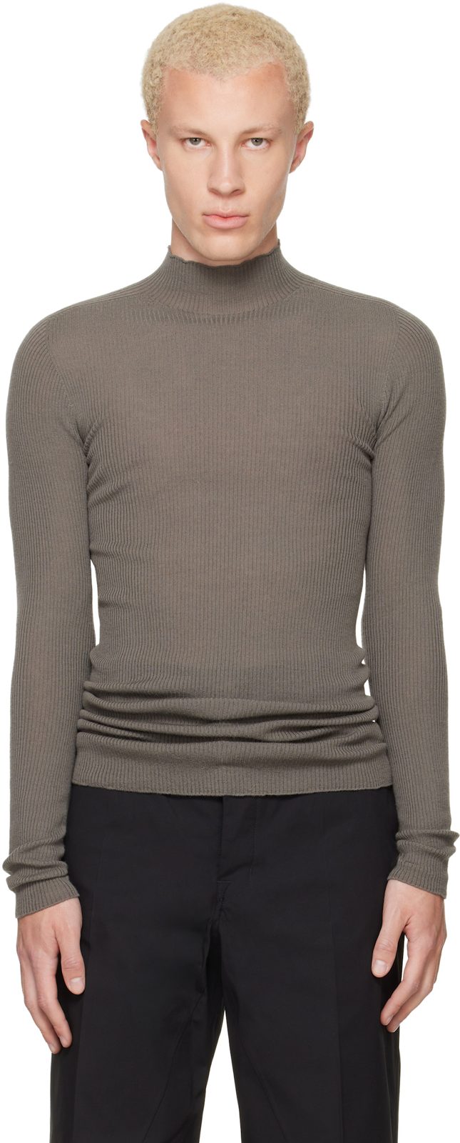 Gray Tower Ribbed Lupetto Sweater 262232M201018