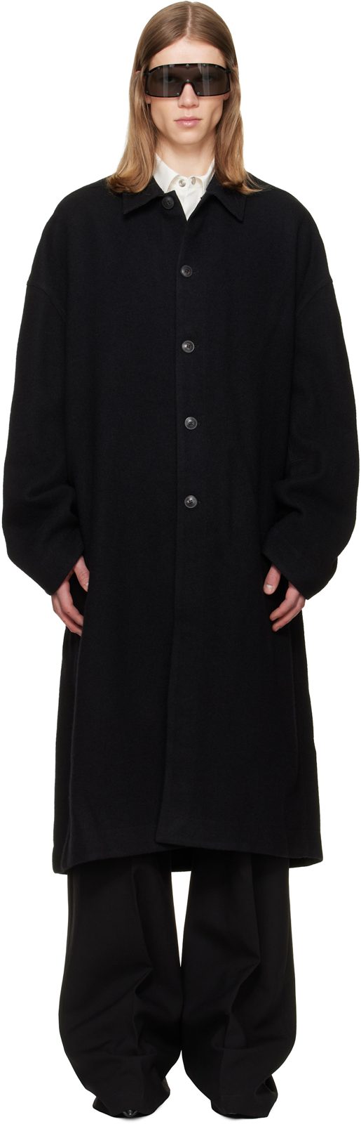 Black Tower Buttoned Brad Coat 262232M176007