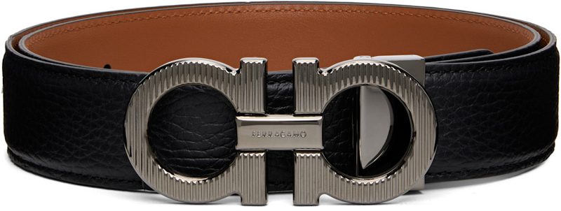 Black Reversible & Adjustable Gancini Belt 262270M131034