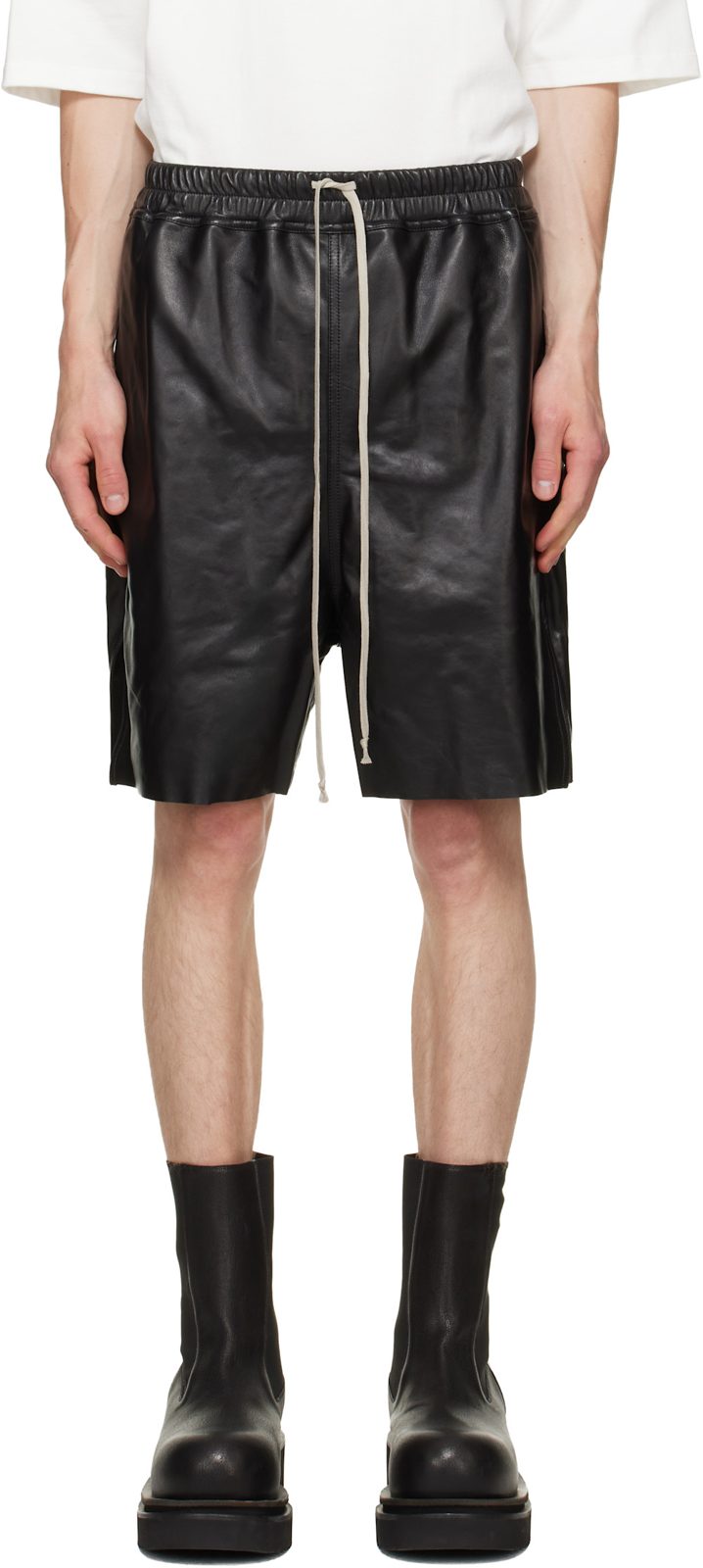 Black Tower Boxers Leather Shorts 262232M193052