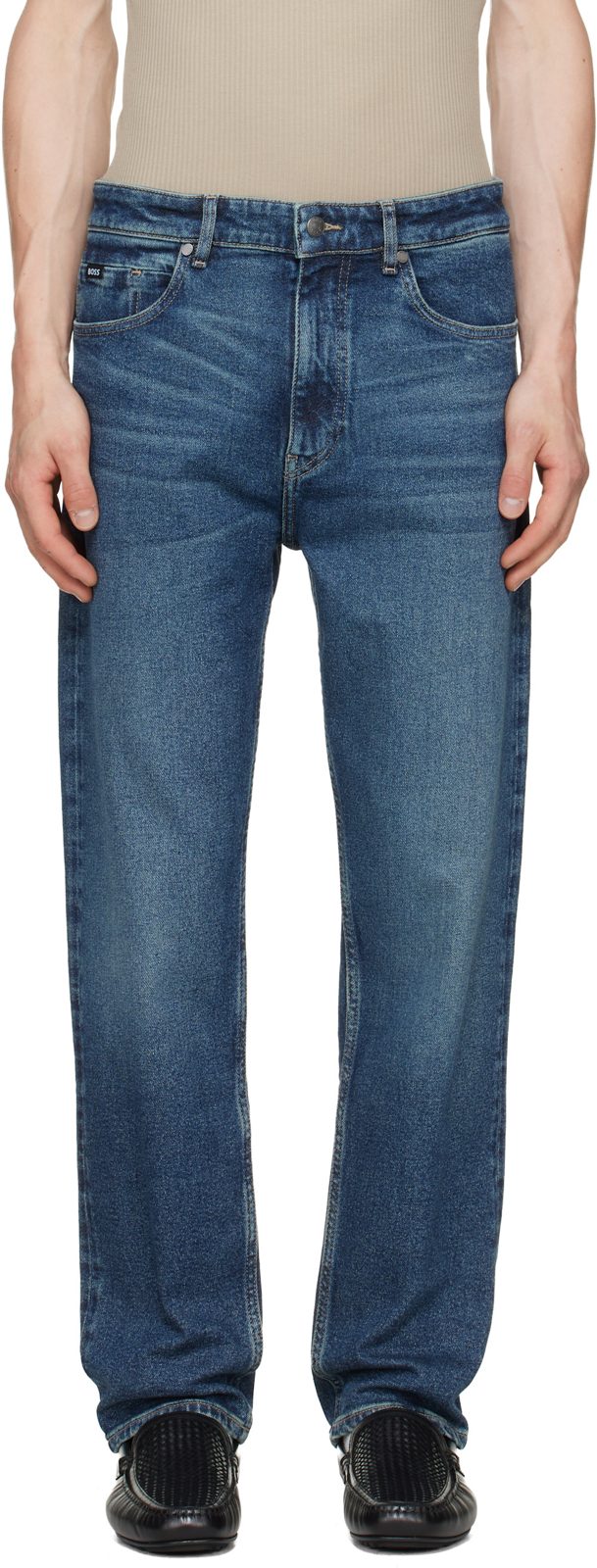Blue Faded Stretch Jeans 262085M186002