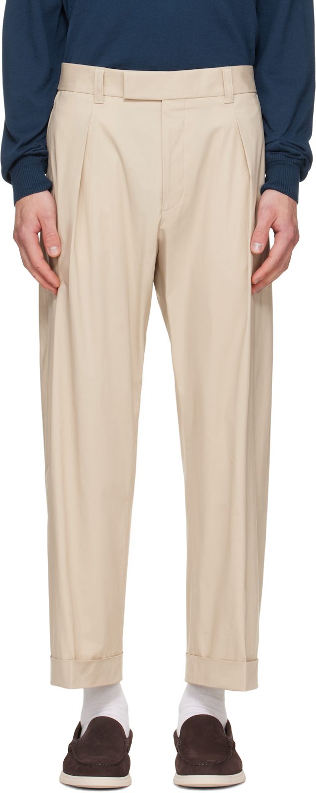 Beige Relaxed-Fit Trousers 261085M191030
