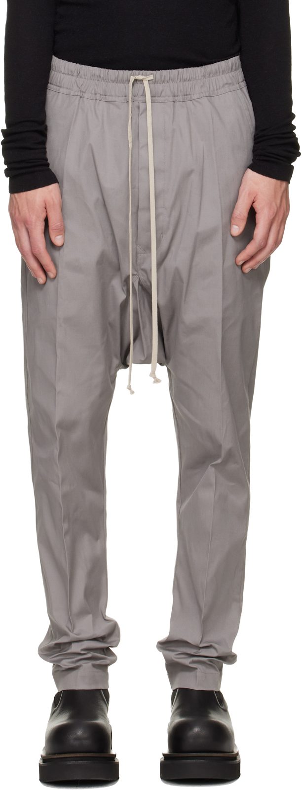 Gray Tower Drawstring Long Trousers 262232M191066