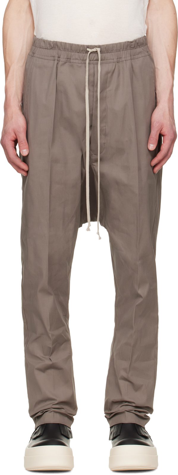 Gray Tower Drawstring Long Trousers 262232M191065