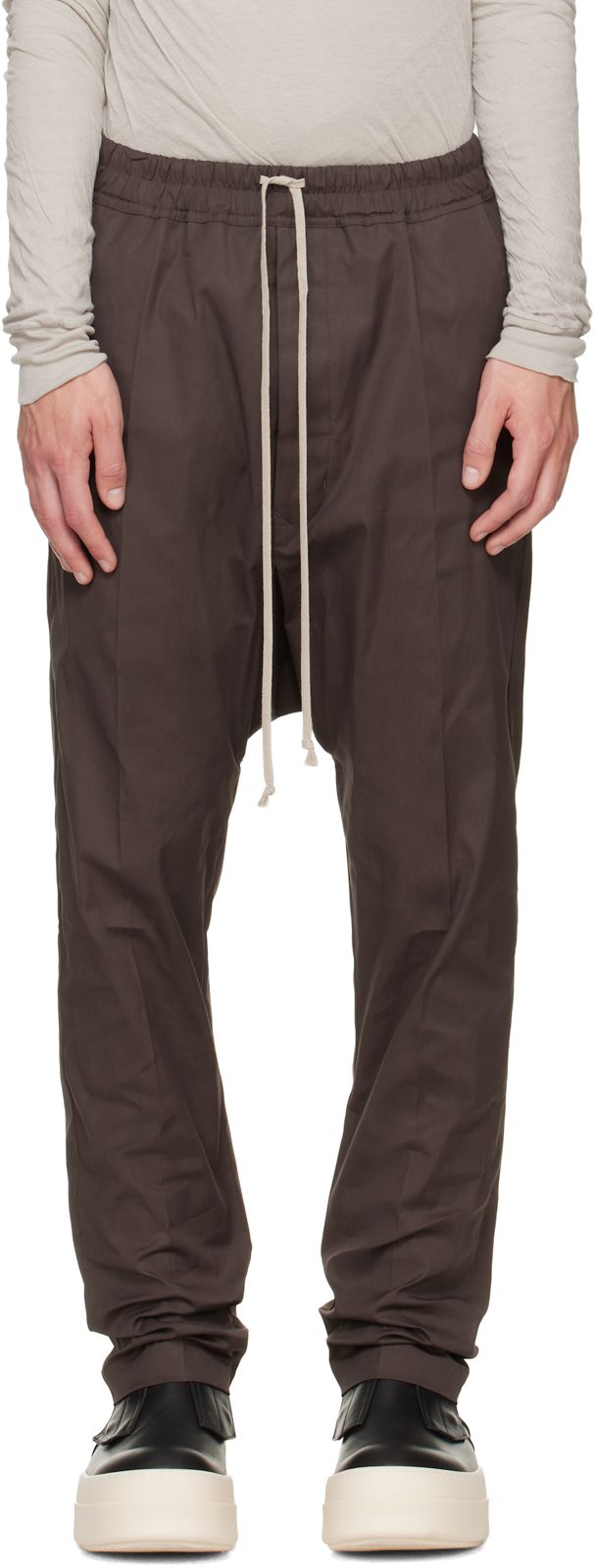 Gray Tower Drawstring Long Trousers 262232M191063