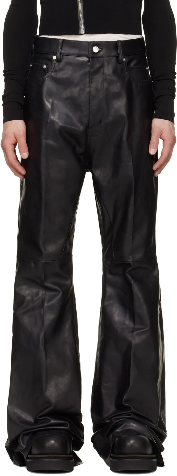 Black Tower Bolan Bootcut Leather Pants 262232M189002