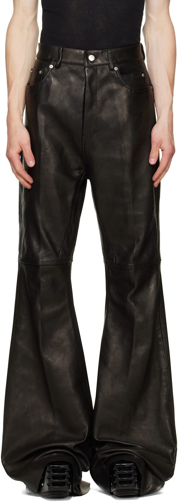 Black Tower Bolan Bootcut Leather Pants 262232M189000