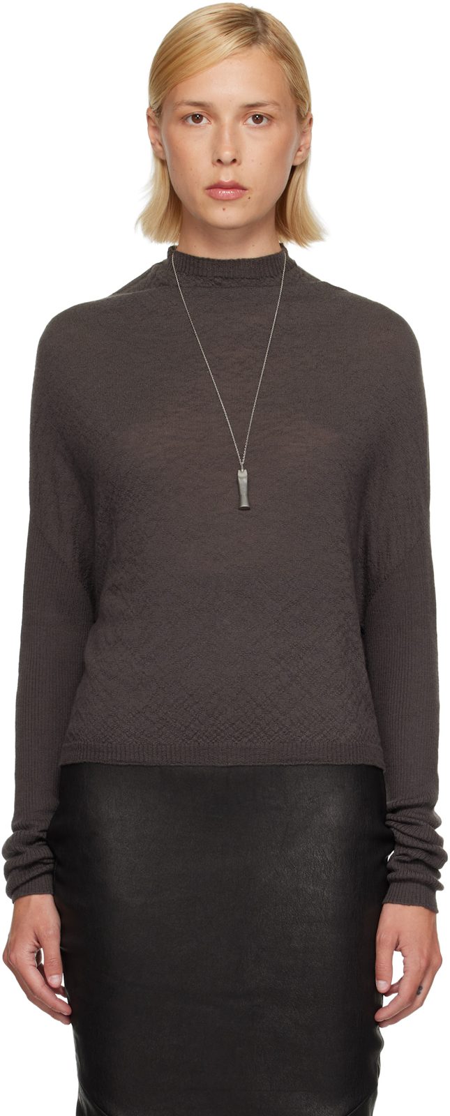 Gray Tower Crater Knit Sweater 262232F096000