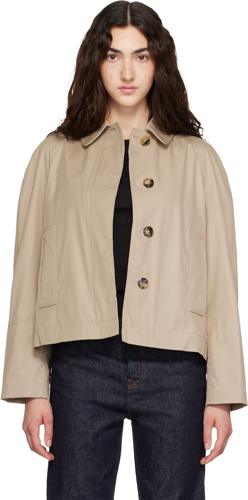 Beige Tropical Gabardine Jacket 262376F063001
