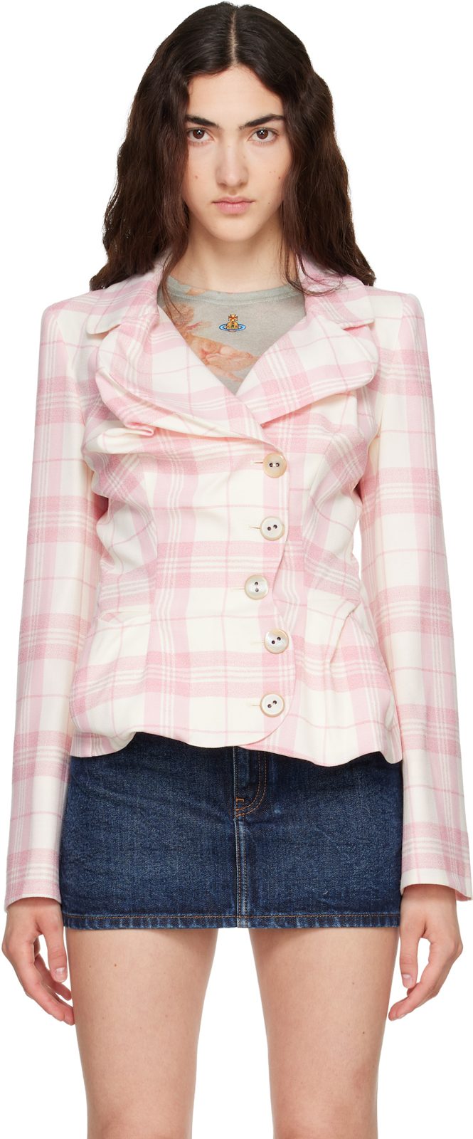 Pink & [오프화이트] Drunken Tailored Blazer 262314F057002