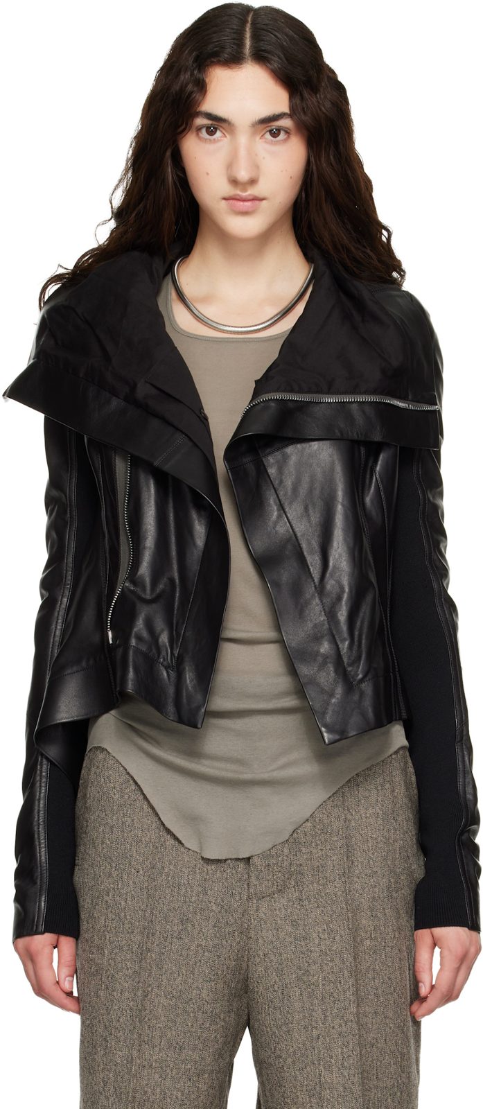 Black Tower Naska Biker Leather Jacket 262232F064004