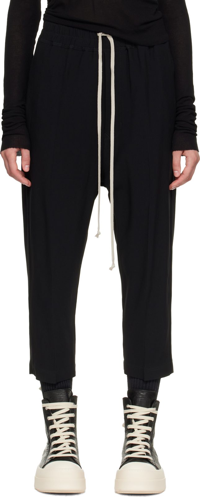 Black Drawstring Astaires Cropped Trousers 262232F086005