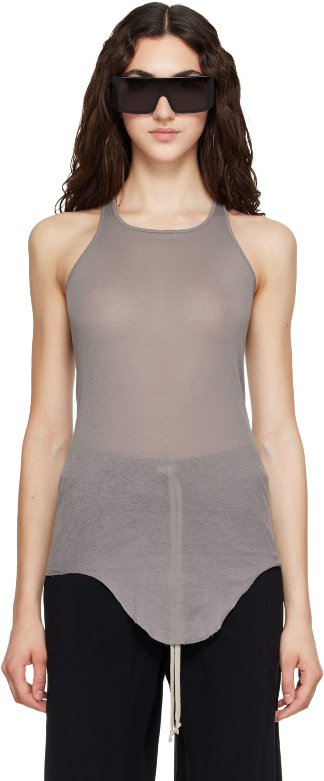 Gray Tower Basic Rib Tank Top 262232F111010