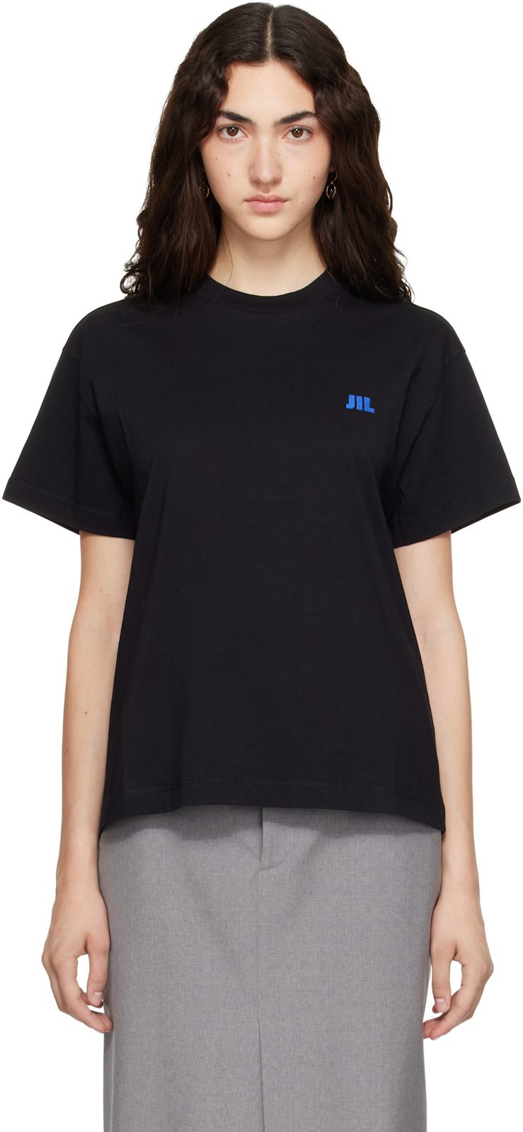 Black Cotton Crew-Neck T-shirt 262249F110014