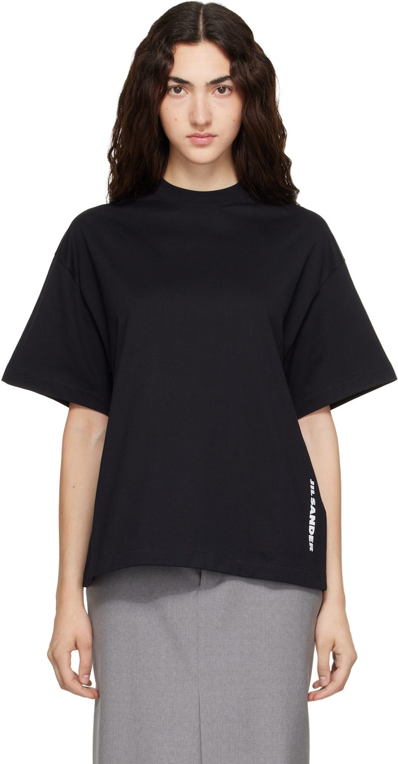Black Cotton Crew-Neck T-shirt 262249F110005