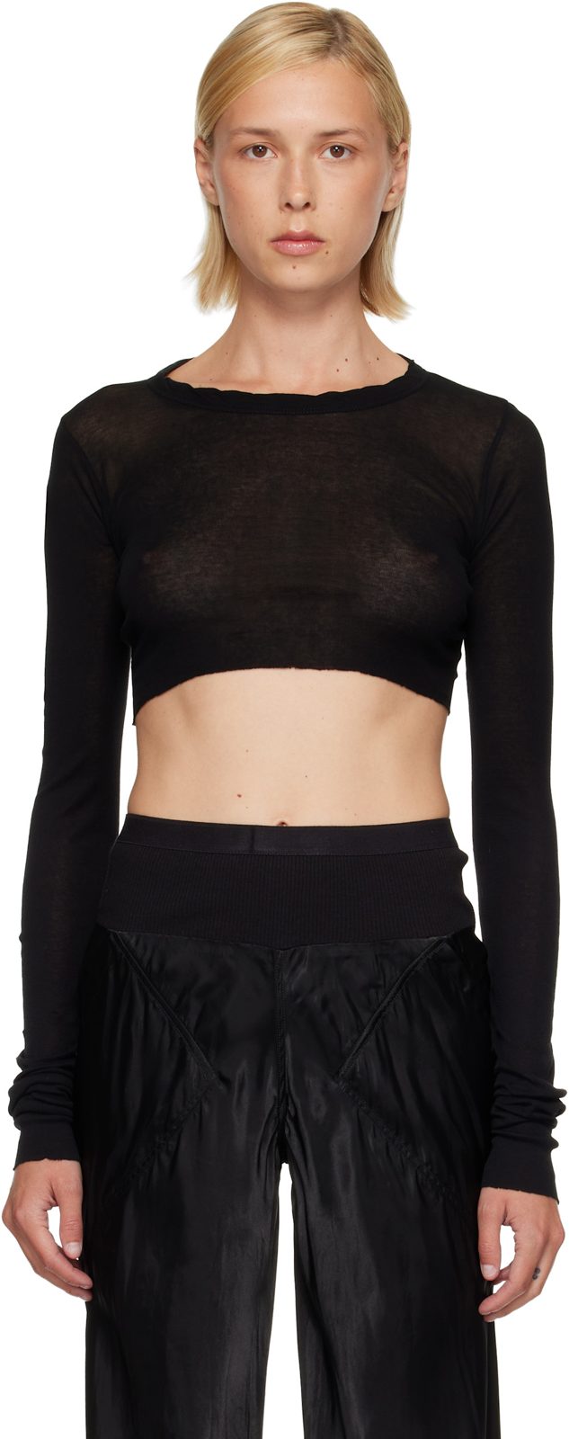 Black Tower LS Crop T-shirt 262232F110011