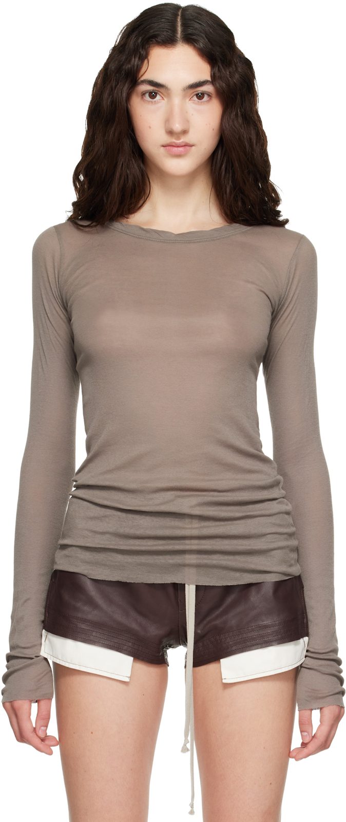 Gray Tower Rib LS T-shirt 262232F110014