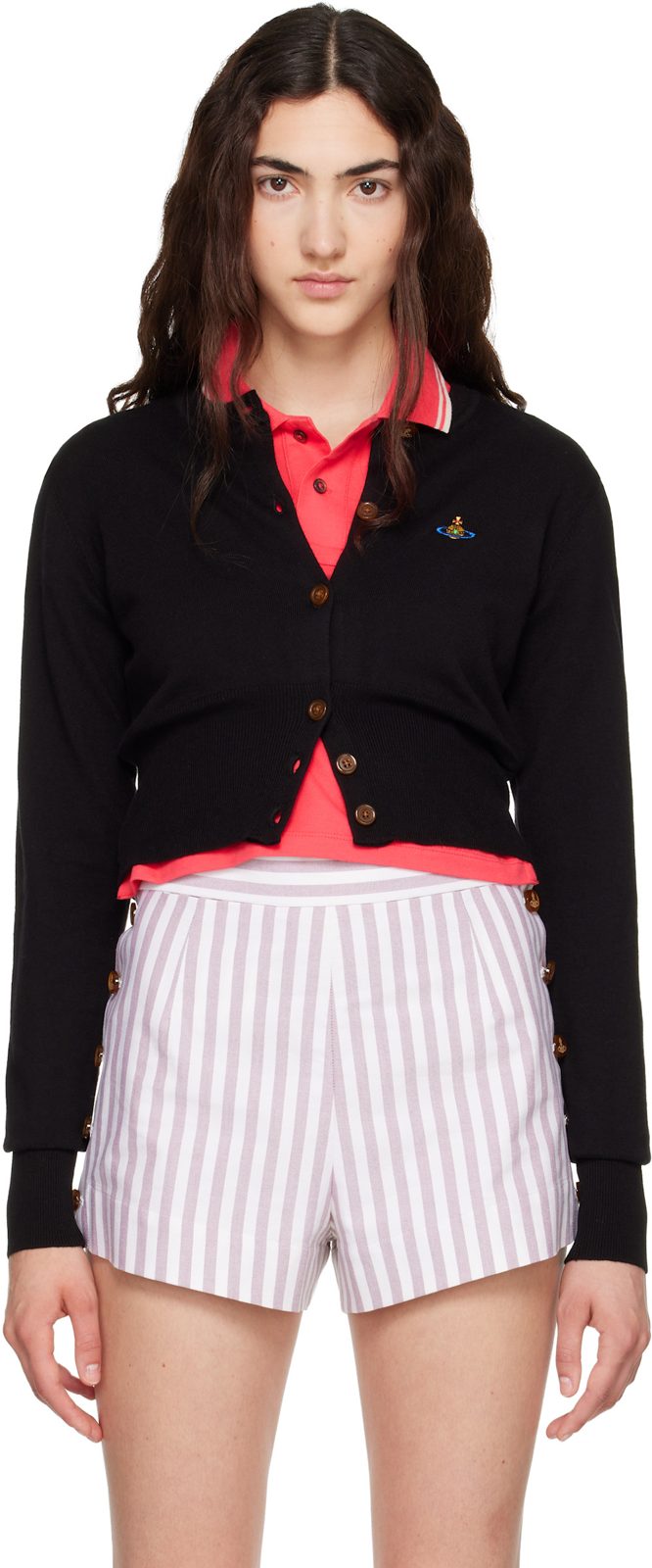 Black Bea Cropped Cardigan 262314F095005