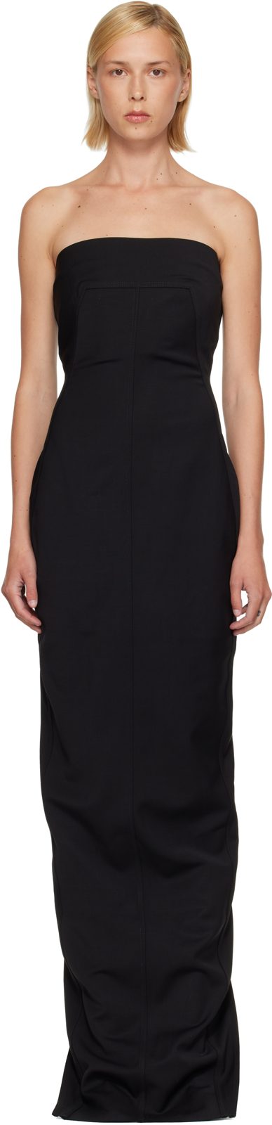 Black Tower Bustier Maxi Dress 262232F055012