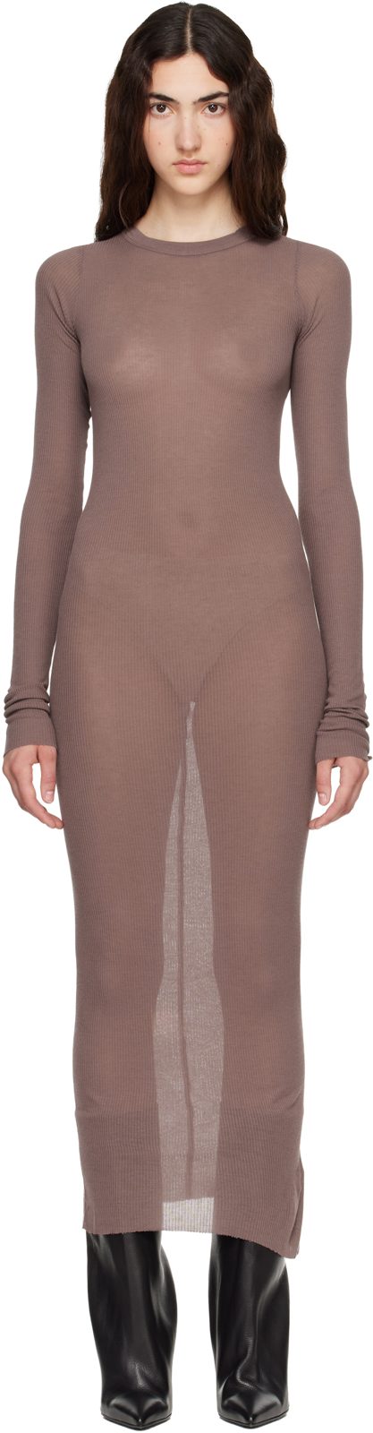 Purple Tower Rib LS Midi Dress 262232F054002
