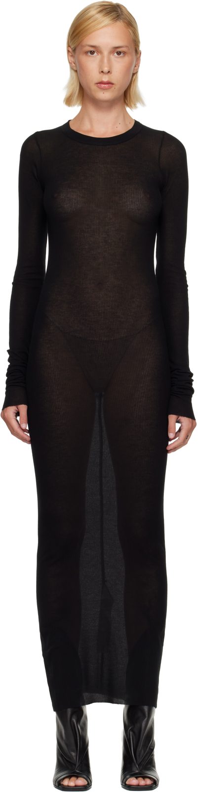 Black Tower Rib LS Midi Dress 262232F054004