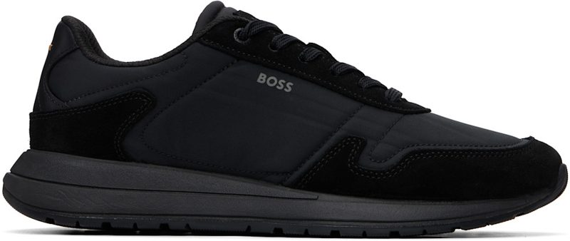 Black Lightweight Fabric Suede Trim Sneakers 262085M237034