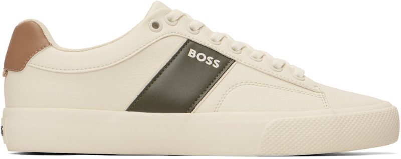 오프화이트 Plain & Grained Faux-Leather Sneakers 262085M237000