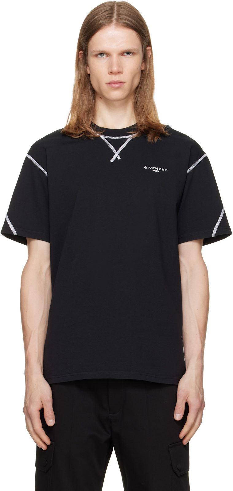 Black Couture Seam T-shirt 262278M213019