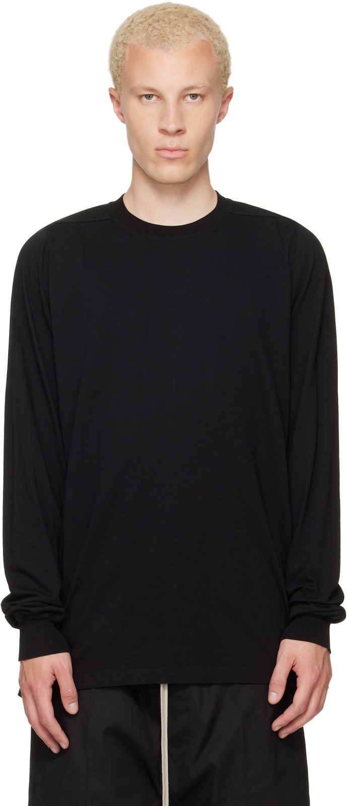 Black Tower Short Crewneck LS T-shirt 262232M213106