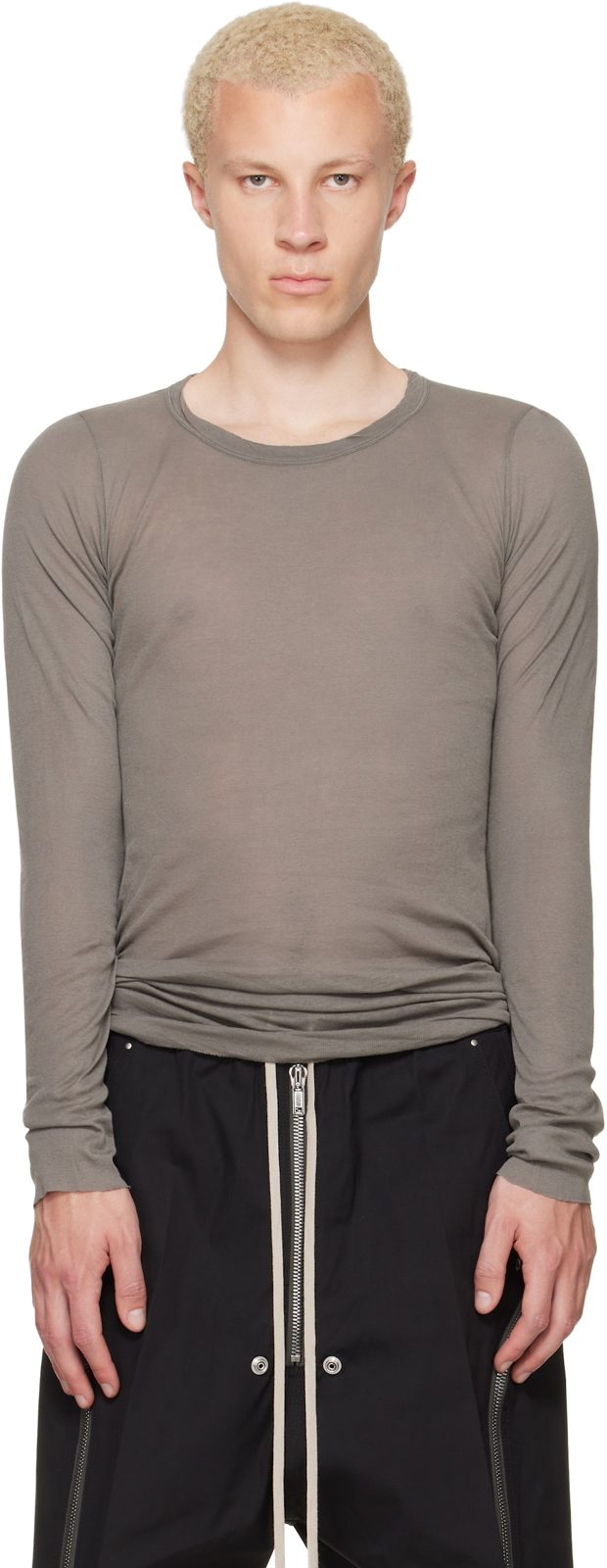 Gray Tower Rib LS T-shirt 262232M213028