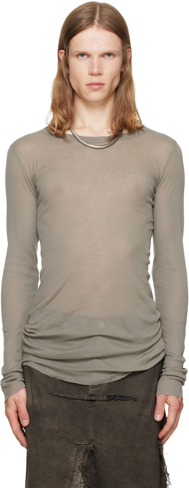 Taupe Tower Rib LS T-shirt 262232M213027