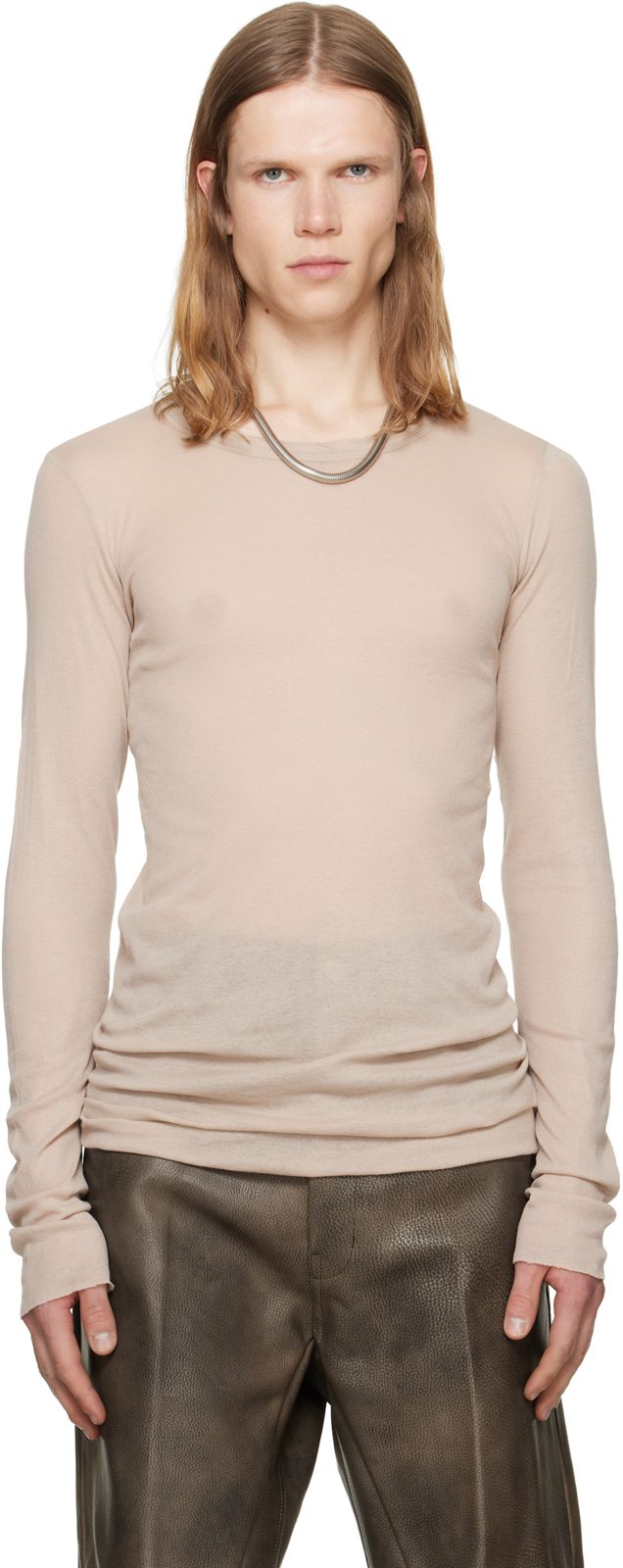 Taupe Tower Rib LS T-shirt 262232M213026
