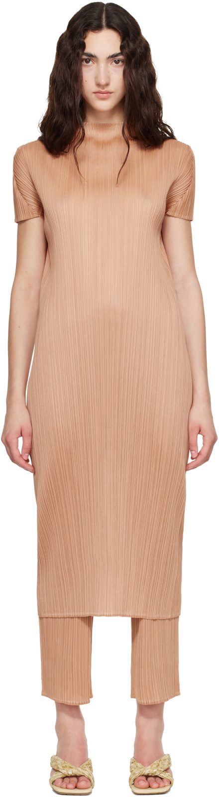 PLEATS PLEASE [이세이 미야케] Pink Monthly Colors June Midi Dress 262941F054009