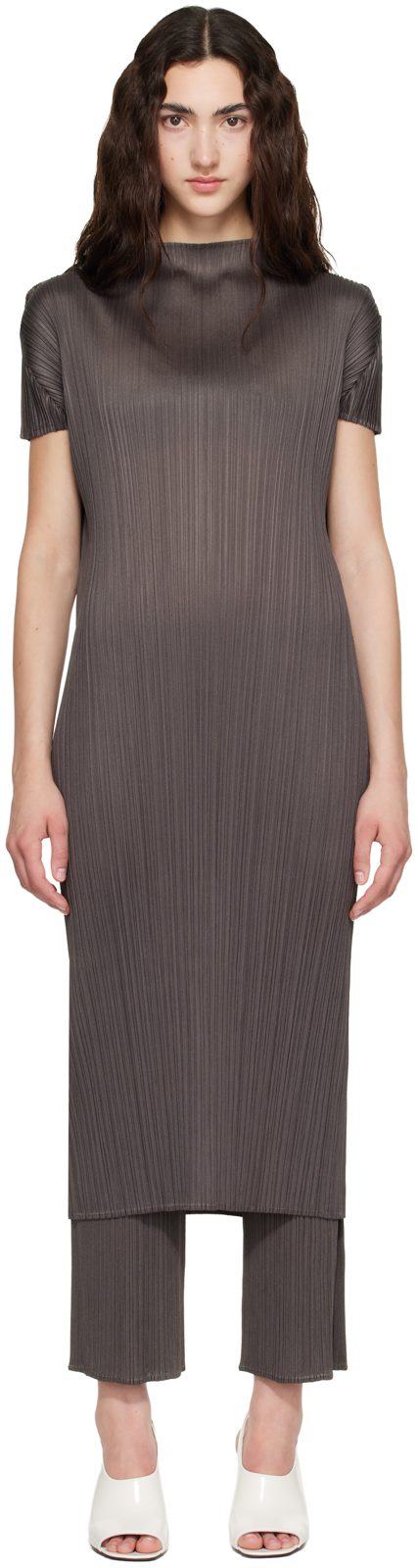 PLEATS PLEASE [이세이 미야케] Gray Monthly Colors June Midi Dress 262941F055000