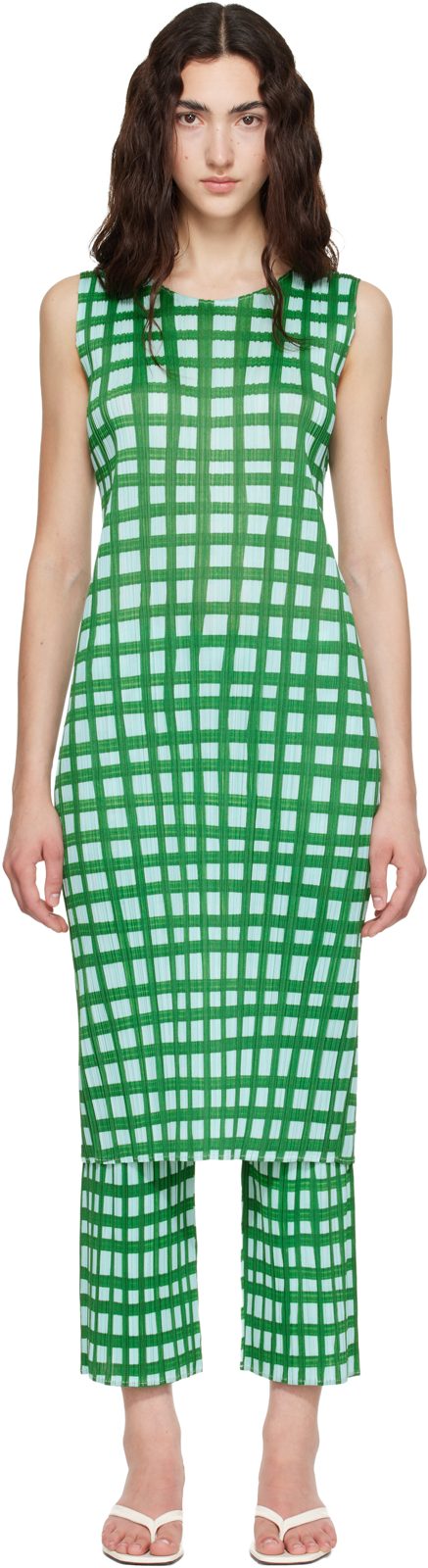 PLEATS PLEASE [이세이 미야케] Green Basket Midi Dress 262941F054008