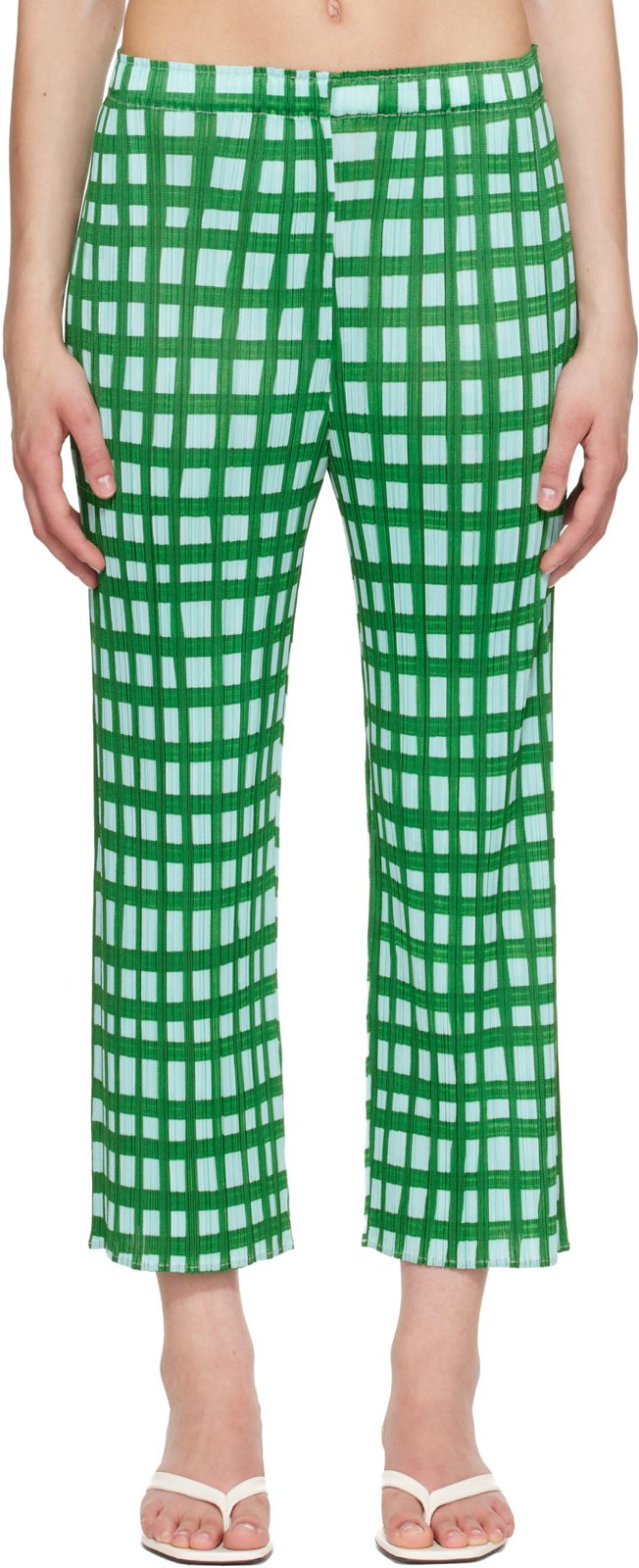 PLEATS PLEASE [이세이 미야케] Green Basket Trousers 262941F087001
