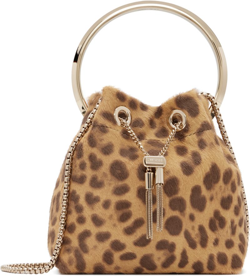Tan Bon Leopard Print Pony Bag 262528F046005
