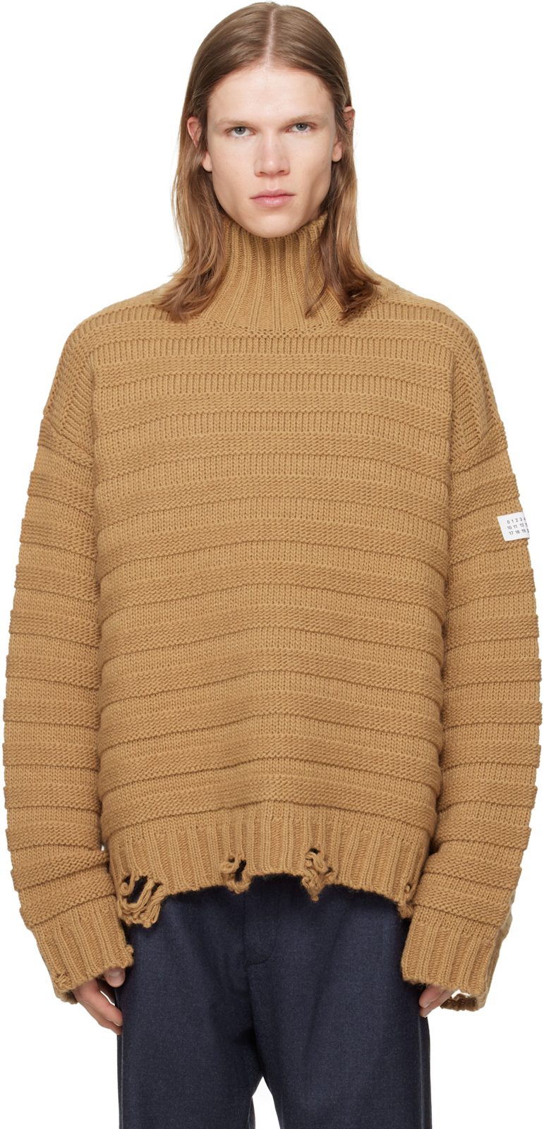 Beige Wool Turtleneck 262188M205000