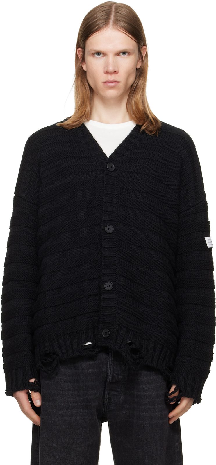 Black Wool Cardigan 262188M200002