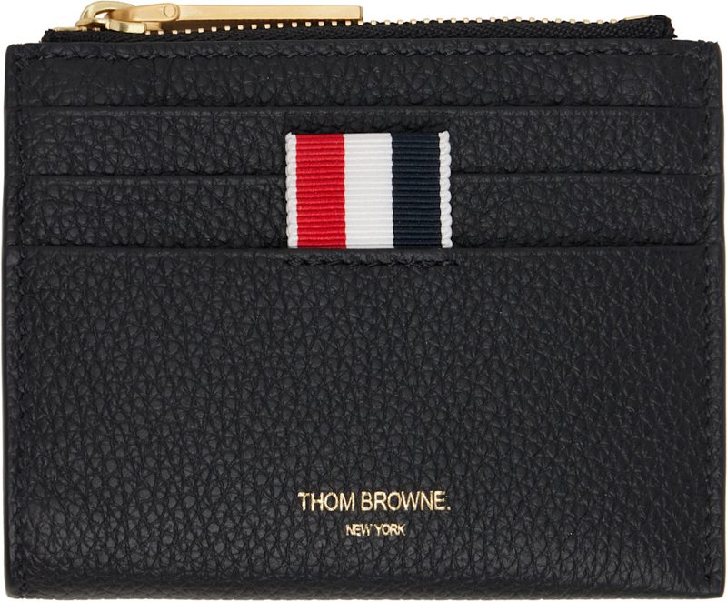 Black Soft Pebble Grain Zip Top Card Holder 262381M163003