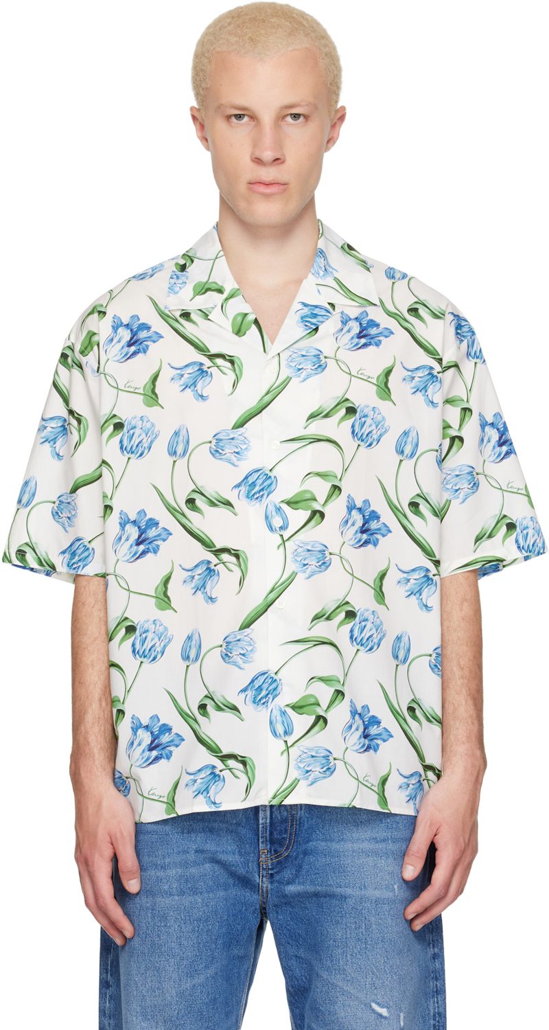 White [겐조] Paris Tulip Short Sleeve Shirt 262387M192005