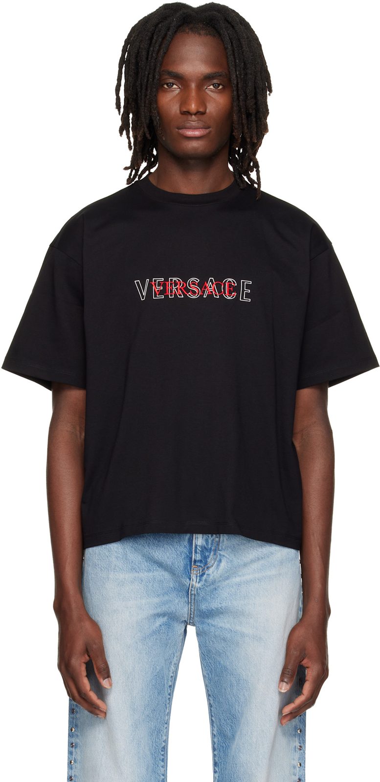 Black Embroidered-Logo Cotton-Jersey Regular T-shirt 262404M213012