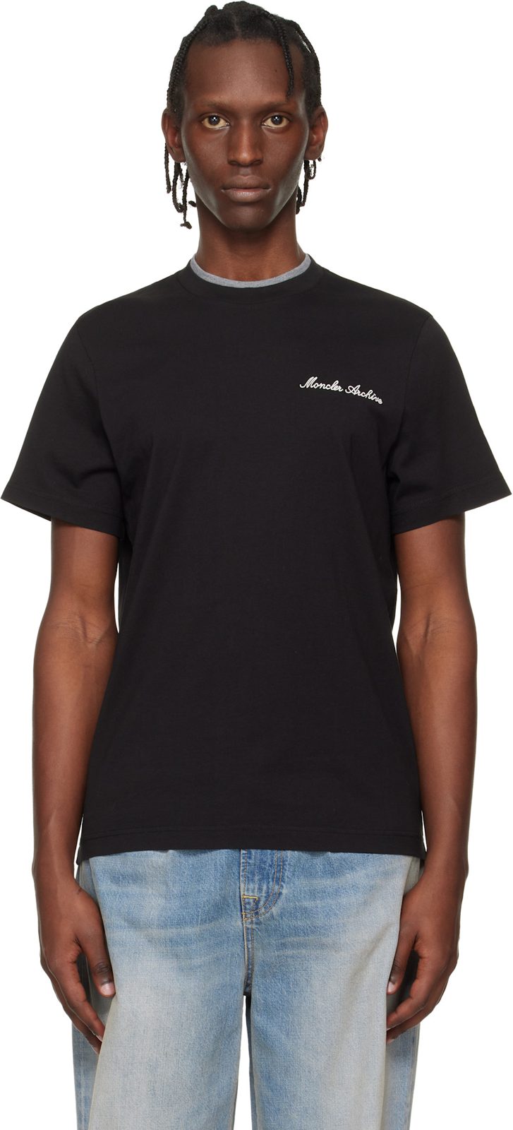 Black Embroidered Logo Cotton T-shirt 261111M213043