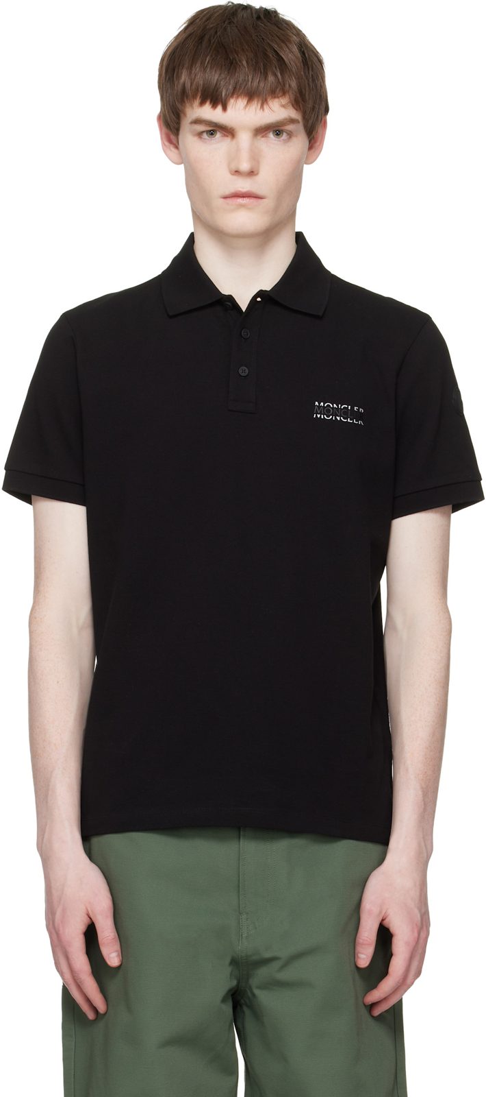 Black Logo Cotton Piquet Polo 261111M212002