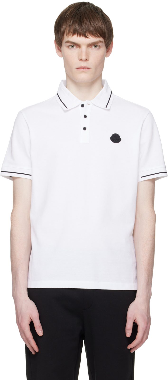 White Logo Patch Cotton Polo 261111M212001